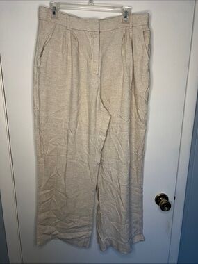 High-Rise Wide Leg Linen-Blend Pants